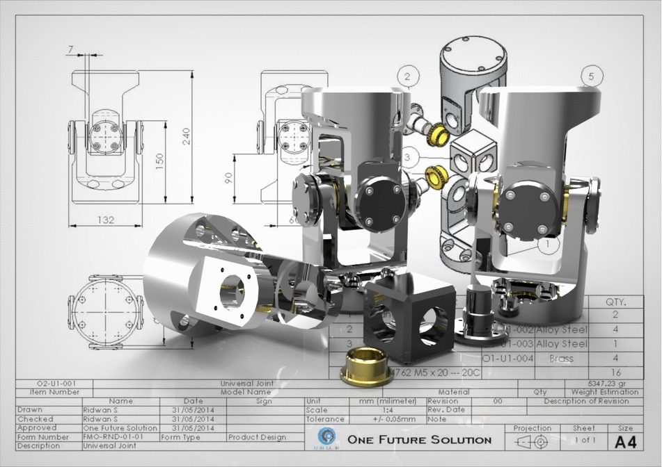 universal joint十字轴万向节3D数模图纸 Solidworks设计